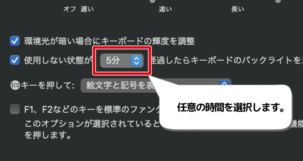 Macos Bigsur キーボードのバックライトを自動的にオフにする方法 デジタルデバイスの取扱説明書 トリセツ